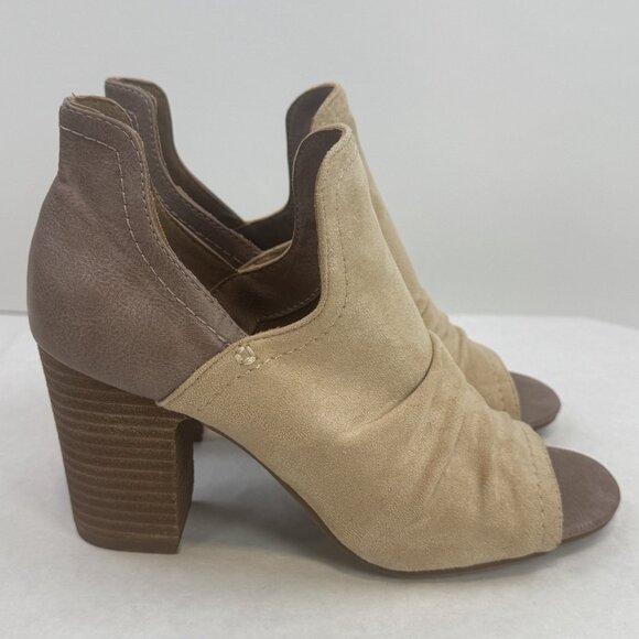 Girl Madeline Womens Size 7M Brown Suede Upper Ankle Bootie Peep Toe High Heels - Picture 3 of 13